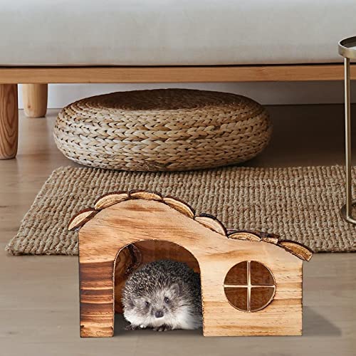 Ecoticfate Small Animal Hideout House Caseta Protectora de Madera para Animales pequeños como erizos hámsteres Conejillos de Indias Ratones Chinchilla Refugio para Mascotas pequeñas a Prueba