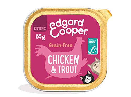 Edgard & Cooper Comida Humeda Gatito Gato Junior Kitten Natural Sin Cereales Esterilizados, Latas 19x85g Pollo y Truchas Frescos, Fácil de digerir, Alimentación Sana Sabrosa y equilibrada, Proteína