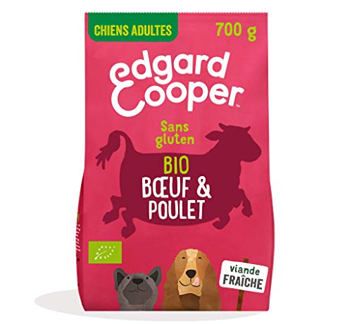 Edgard & Cooper Croquetas para Perro Adulto 100% biológica, alimento Natural sin Gluten, Carne Fresca Alta en Libertad, alimentación Sana, Completa equilibrada (Bhuevo/Pollo Bio, 700g)