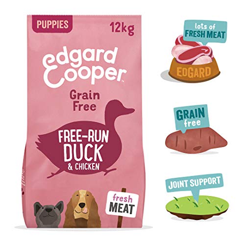 Edgard & Cooper Pienso Cachorros Comida Seca Natural Sin Cereales 12kg Pato y Pollo, Fácil de digerir, Alimentación Sana Sabrosa y equilibrada