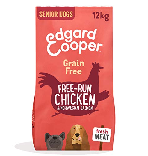 Edgard & Cooper Pienso Perros Senior Comida Seca Natural Sin Cereales 12kg Salmon y Pollo Fresco, Naturalmente fácil de digerir, Alimentación Sana Sabrosa y equilibrada, Proteína