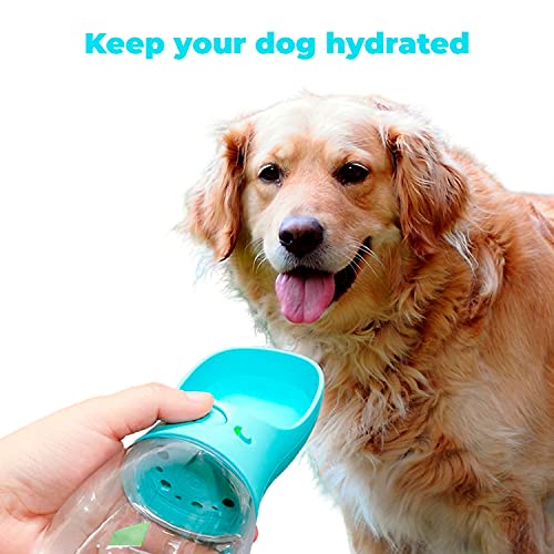 Edipets, Bebedero Perro Portatil, 350 ml, Antibacteriano, Botella Agua a Prueba de Fugas, Libre de BPA, Ideal para Actividades al Aire Libre (Azul)