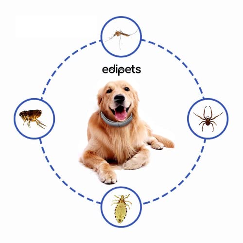 Edipets, Collar Antiparasitario Perros y Gatos, Eficaz contra Pulgas, Garrapatas, Larvas, Piojos y Mosquitos, para Mascotas Pequeñas, Medianas y Grandes. (L)