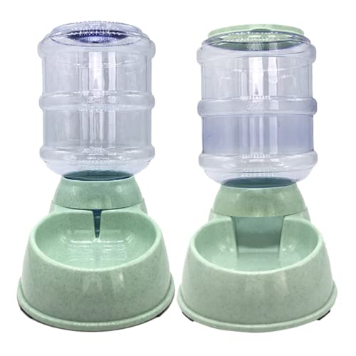 Edipets, Dispensador Gatos y Perros, Automático, Pack 2 Unidades, 2 en 1, Agua y Comida, 3.8L c/u, Comedero Bebedero Perro Gato, Alimentador y Bebedero para Mascotas (Verde)