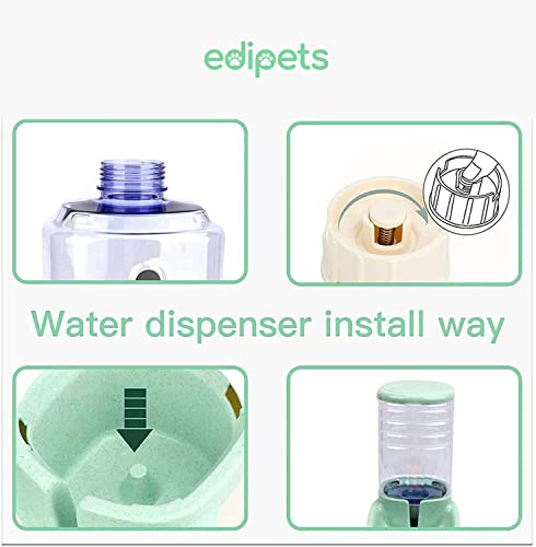 Edipets, Dispensador para Gatos y Perros, Comida y Agua, Pack 2 Unidades, Automático, 3.8 L c/u, Comedero, Alimentador y Bebedero para Mascotas (Verde)