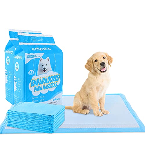 Edipets, Empapadores Perros, 60x90 cm, (40 Unidades), Alfombrillas Higiénica Desechables para Mascotas, Toallitas de Entrenamiento y Adiestramiento, Absorbentes,Resistente a Prueba de Fugas