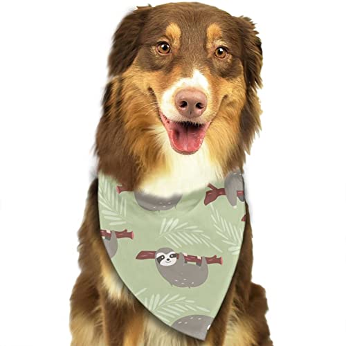 EDJKEJYCO Cute Sloths - Bandanas de perro con hojas de palma tropicales, pañuelos suaves y ajustables, lavables a máquina para perros pequeños, medianos y grandes