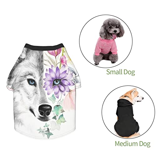 EDJKEJYCO Lobo acuarela pintura perro ropa, lindo pijama perro, camisa de perro para perros pequeños y medianos gatos