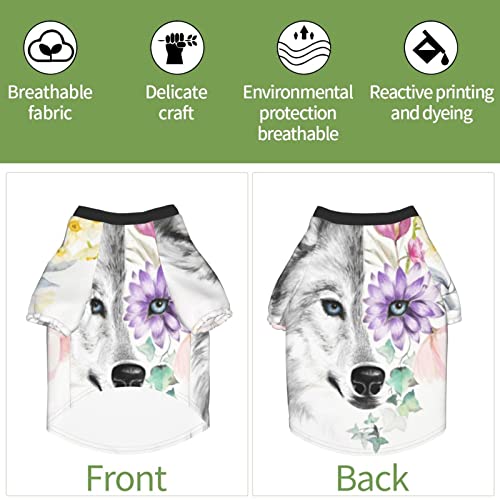 EDJKEJYCO Lobo acuarela pintura perro ropa, lindo pijama perro, camisa de perro para perros pequeños y medianos gatos