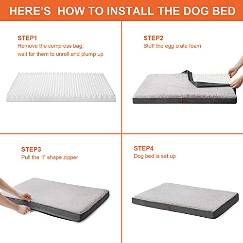 EHEYCIGA Cama para perros grande XXL 120 × 74 × 7 cm Dog Bed lavable, gris, colchón para perros, forma de huevo, mullido, ortopédico, mediano y pequeño, relleno grueso de espuma