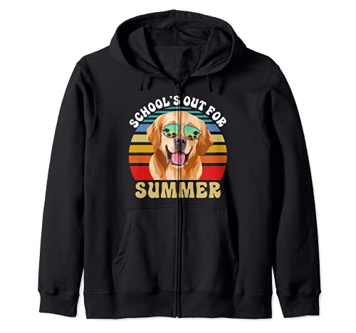 El colegio se acaba en verano, el perro golden retriever Sudadera con Capucha