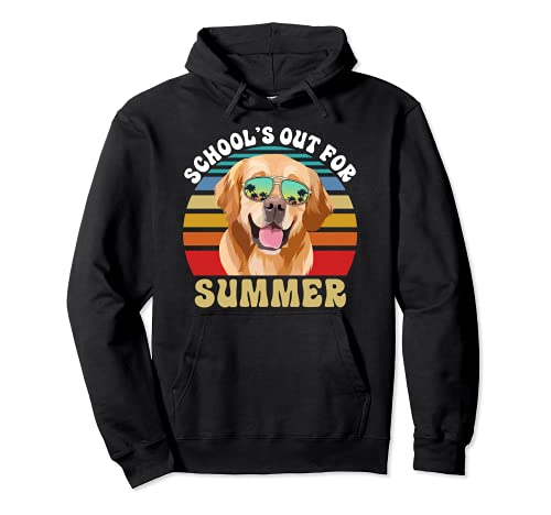 El colegio se acaba en verano, el perro golden retriever Sudadera con Capucha