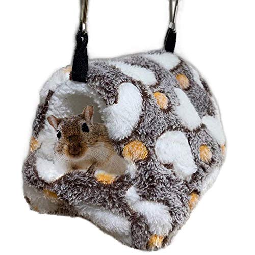 ELEpure Hamster Hamaca para jaula, cama colgante de peluche para pequeños animales, ropa de cama de cerdo de India, Nid, escondite para escoba de erizo gerbolas, invierno, cálido, suave, (22 x 21 cm)