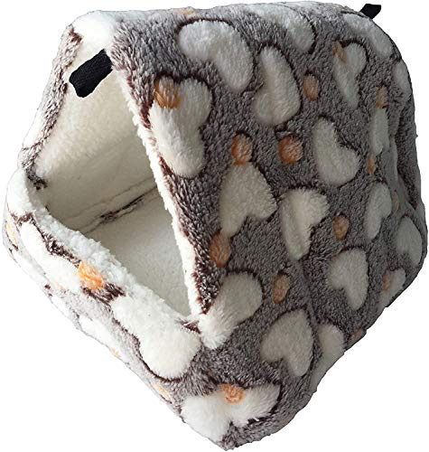 ELEpure Hamster Hamaca para jaula, cama colgante de peluche para pequeños animales, ropa de cama de cerdo de India, Nid, escondite para escoba de erizo gerbolas, invierno, cálido, suave, (22 x 21 cm)