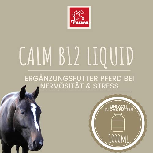 EMMA Magnesio Vitamina B12 para Caballos I Calma para Caballos I alimento líquido suplementario para los Nervios, en Caso de estrés I para la Calma I con L-triptófano I calmante 1 litro