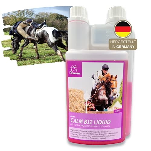 EMMA Magnesio Vitamina B12 para Caballos I Calma para Caballos I alimento líquido suplementario para los Nervios, en Caso de estrés I para la Calma I con L-triptófano I calmante 1 litro