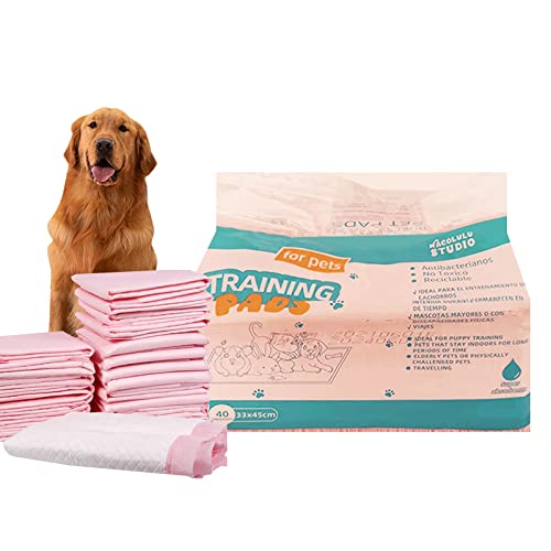 Empapadores Rosas para Perros, Gatos, Conejos y Cobayas 33*45cm 40 uds Entrenamiento Mascotas Súper Absorbente Desechables 100% Libre De Fugas