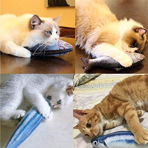 ENCO 4 Pieza Juguetes Catnip, Almohada de Pez Gato, Cat Catnip Toys, Limpieza de Dientes, para Gato, Cachorro, Perro, Almohada de Gato, Juguetes Interactivos para Gatito