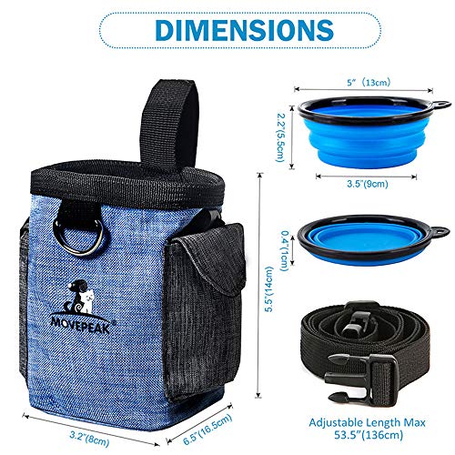 Enkarl Bolsa de golosinas para perros, bolsa de golosinas con cuenco para perros pequeños a grandes, fácil de transportar juguetes para mascotas, kibble, golosinas (morado)