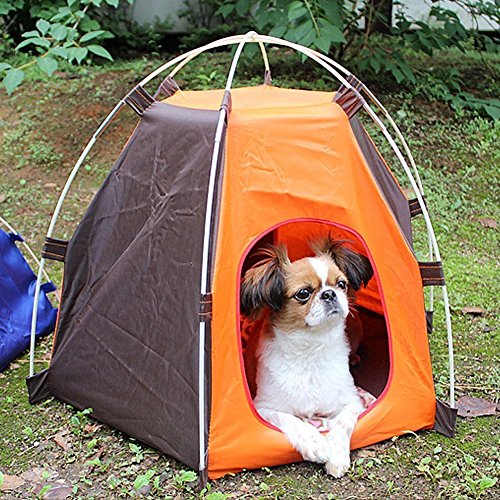 ERUW Tienda Plegable Portátil para Perros Casa de Gato Casa con Cama, Animales Impermeables al Aire Libre Refugio Wigwam, Viajes Camping Jaula para Mascotas en Entrada Puerta Tamaño 7.8 * 9.4 Inch