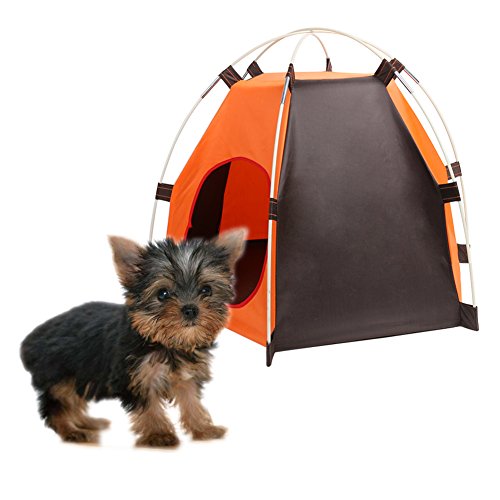 ERUW Tienda Plegable Portátil para Perros Casa de Gato Casa con Cama, Animales Impermeables al Aire Libre Refugio Wigwam, Viajes Camping Jaula para Mascotas en Entrada Puerta Tamaño 7.8 * 9.4 Inch