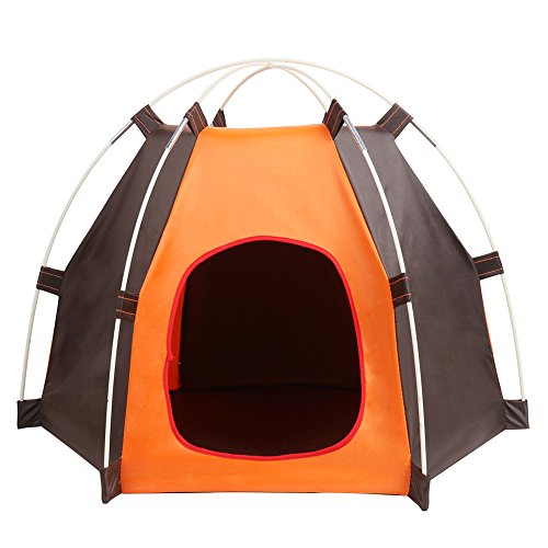 ERUW Tienda Plegable Portátil para Perros Casa de Gato Casa con Cama, Animales Impermeables al Aire Libre Refugio Wigwam, Viajes Camping Jaula para Mascotas en Entrada Puerta Tamaño 7.8 * 9.4 Inch