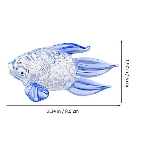 Escultura de peces de vidrio para tanque de acuario: Estatuas de peces pequeños de cristal Art Fish Collectibles para decoración de peces, centro de mesa regalo para niños azul