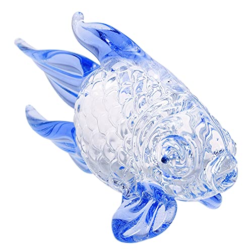 Escultura de peces de vidrio para tanque de acuario: Estatuas de peces pequeños de cristal Art Fish Collectibles para decoración de peces, centro de mesa regalo para niños azul