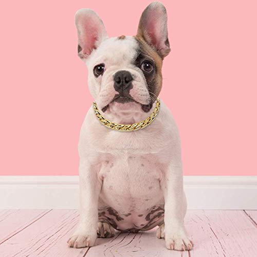 Esenlong Collar de oro para perro, muy ligero, ajustable, estilo trenzado, accesorio para Teddy francés Bulldog