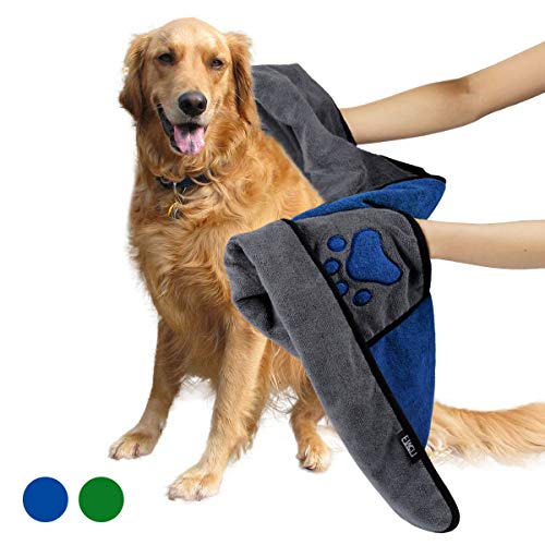 ETACCU Albornoz para Perros, 70 * 100 CM Toalla de baño de Microfibra Toalla para Perros, Accesorios de baño para Mascotas para Limpiar Perros, Gatos y Mascotas (Azul)