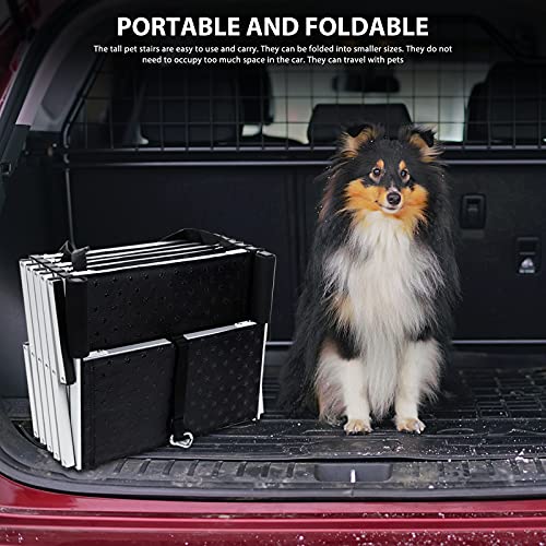 ETE ETMATE Rampa para Perros portátil, rampa para Mascotas Plegable, escaleras para Perros medianos y Grandes, Antideslizante, Ideal para Coches, Camiones y SUV (6 Pasos)