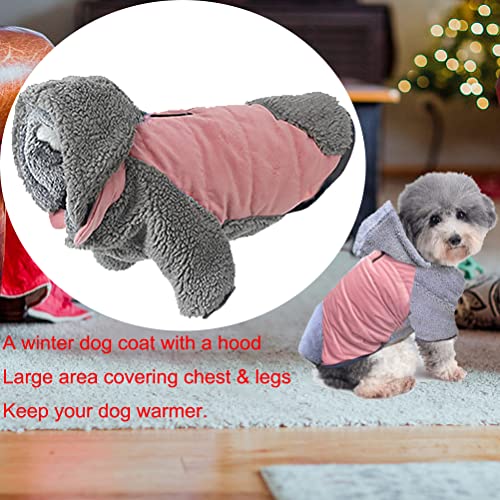 Etechydra Chaqueta Abrigada para Perro, Reversible & Reflectante Cálida Perro con Sombrero Retirable，Grueso Felpa Invierno Chaleco Perros con Patas, Abrigo para Perros Chaqueta Rosado, XS