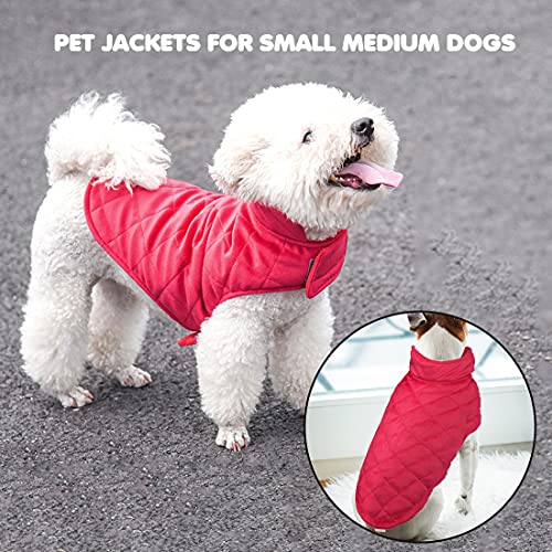 Etechydra - Chaqueta de Abrigo para Perro, Abrigo cálido para otoño e Invierno, Ropa de Perro Suave de Forro Polar, Chaquetas Ligeras y acogedoras para Perros pequeños, Rojo S