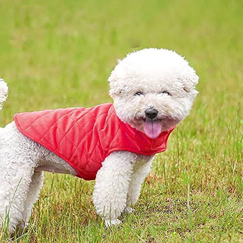 Etechydra - Chaqueta de Abrigo para Perro, Abrigo cálido para otoño e Invierno, Ropa de Perro Suave de Forro Polar, Chaquetas Ligeras y acogedoras para Perros pequeños, Rojo S