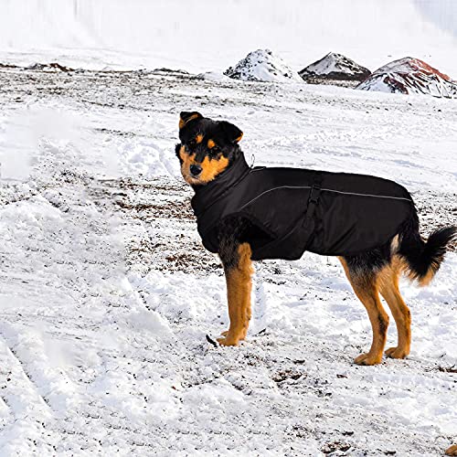 Etechydra Chaqueta de abrigo para perros medianos y grandes, súper impermeable, chaqueta para perro, chaleco con agujero para arnés, ropa reflectante para perros con hebilla ajustable, negro, XL