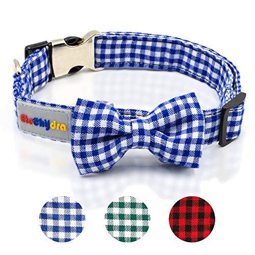 Etechydra Collar de perro con pajarita de eliminación, pajarita para perro, perro mascotas y gatos, collar de perro ajustable para perros pequeños, medianos y grandes, collar de perro azul S