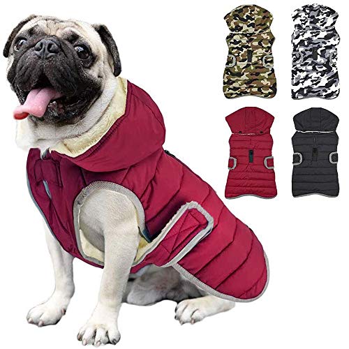 Etechydra Impermeable Chaqueta Abrigada para Perros, Reflectante Abrigo para Perro con Sombrero Desmontable, Invierno Chaleco Felpa Chaqueta Perro Abrigo, XS