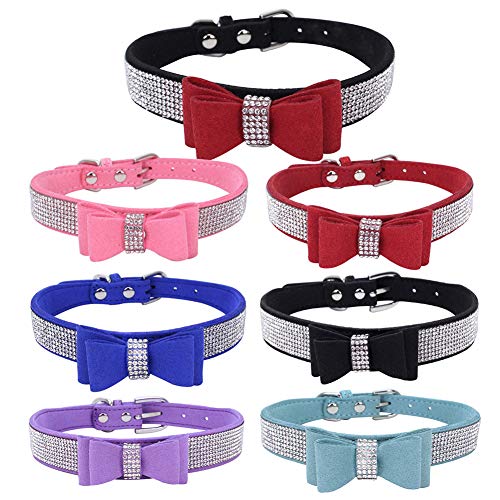 ETOPARS Collar de Perro de Diamantes de Imitación, Lindo Collar de Perro Deslumbrante, Mascota de Diamante de Cristal Collar de Perro Gato, Arnés para Collar de Perro para Mascotas (M, Azul)