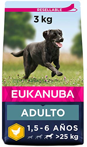 Eukanuba Alimento seco para perros adultos activos de raza grande,, rico en pollo fresco 3 kg