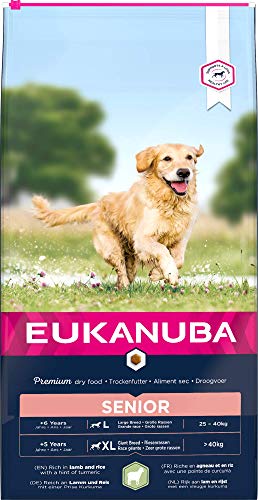 EUKANUBA Alimento seco para Perros Senior de Razas Grandes, Rico en Cordero y arroz, 12 kg