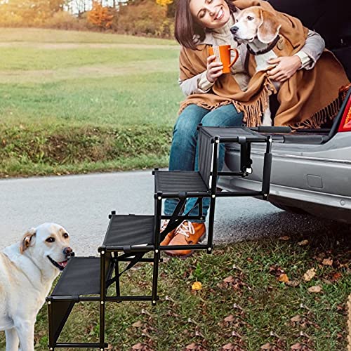 EUNEWR Rampa telescópica para Perros,eescaleras para Perros Plegables para Coche,rampas Plegables Coche 4 escalones, Capacidad de Carga de hasta 80kg, Ideal para Maletero de Coche/Camiones/SUV