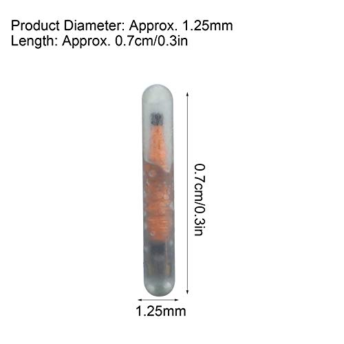 EVTSCAN Microchip de identificación para Mascotas, 10 Piezas de 1,25 mm Microchip para Mascotas Etiqueta de Animales Chip de Tubo de Vidrio Mini Ligero para identificación 1,25 X 7 mm