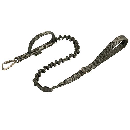 EXCELLENT ELITE SPANKER Correa táctica para Perros Militares Espacio táctico Clips de Gancho de Aluminio Correa elástica para Perros Cuerda elástica Cables para Perros con 2 Asas(Verde Oliva)