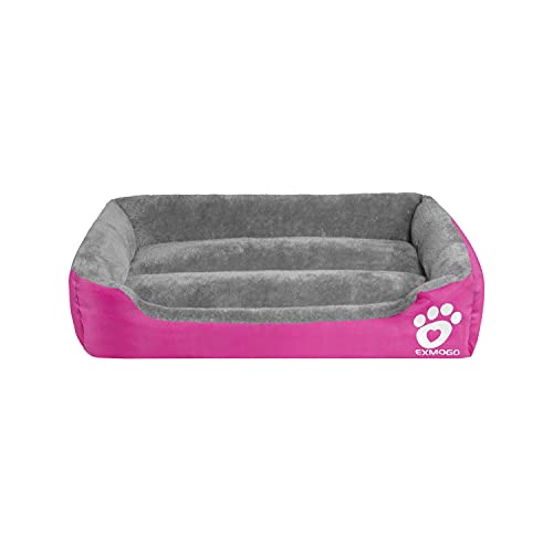 EXMOGO Cama para Perros Cestas Grandes para Mascotas Cama para Mascotas de Tela Oxford Resistente al Agua para Perros medianos Grandes XL :79x63x16cm Rosa