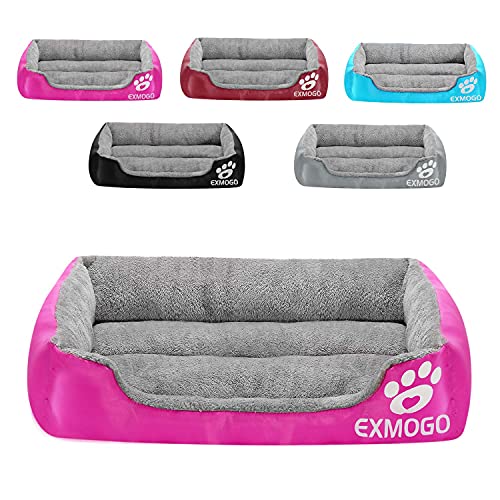 EXMOGO Cama para Perros Cestas Grandes para Mascotas Cama para Mascotas de Tela Oxford Resistente al Agua para Perros medianos Grandes XL :79x63x16cm Rosa