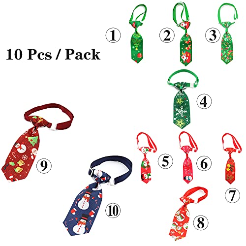 Exnemel Corbatas Navideñas para Perros, Corbatas Ajustables de Muñeco de Nieve para Festivales Navideños, Perros, Gatos, Decoraciones Navideñas, Accesorios para el Aseo del Perro, 10 Piezas/Paquete