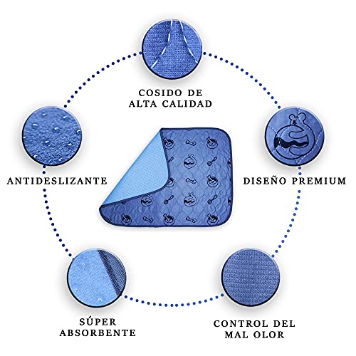 Extinum - Empapadores Perros Reutilizables para Entrenar a tu Mascota, Pipican para Perros Sencillo de Limpiar Que Ayuda a Perros con Incontinencia (Paquete de 2, M 45x60cm)