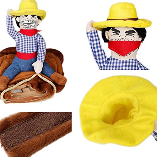 Eyxia- Pet Master Disfraz de mascota divertido - Novedad Artículos for mascotas Jinete de vaquero Montar a caballo Diseñado con monedero Traje Ropa Vestir Decoración Prop Juguete for gato Perro cachor