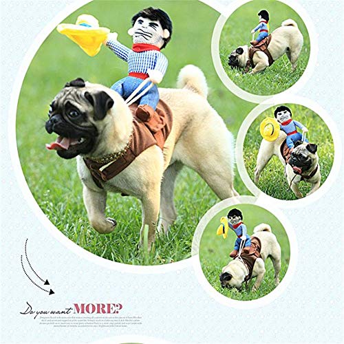 Eyxia- Pet Master Disfraz de mascota divertido - Novedad Artículos for mascotas Jinete de vaquero Montar a caballo Diseñado con monedero Traje Ropa Vestir Decoración Prop Juguete for gato Perro cachor