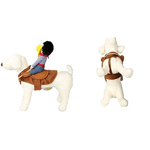 Eyxia- Pet Master Disfraz de mascota divertido - Novedad Artículos for mascotas Jinete de vaquero Montar a caballo Diseñado con monedero Traje Ropa Vestir Decoración Prop Juguete for gato Perro cachor